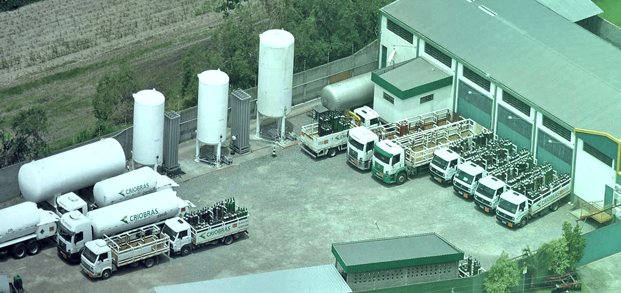 Vista aérea de uma planta industrial da Criobras
